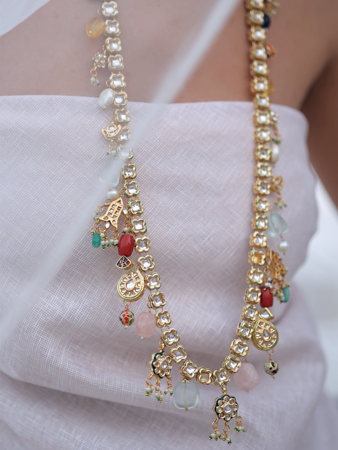 Kavya Timeless Kundan Charm Cascade Necklace Set