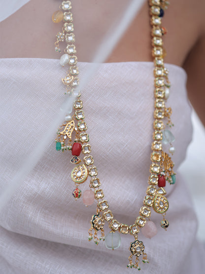 Kavya Timeless Kundan Charm Cascade Necklace Set