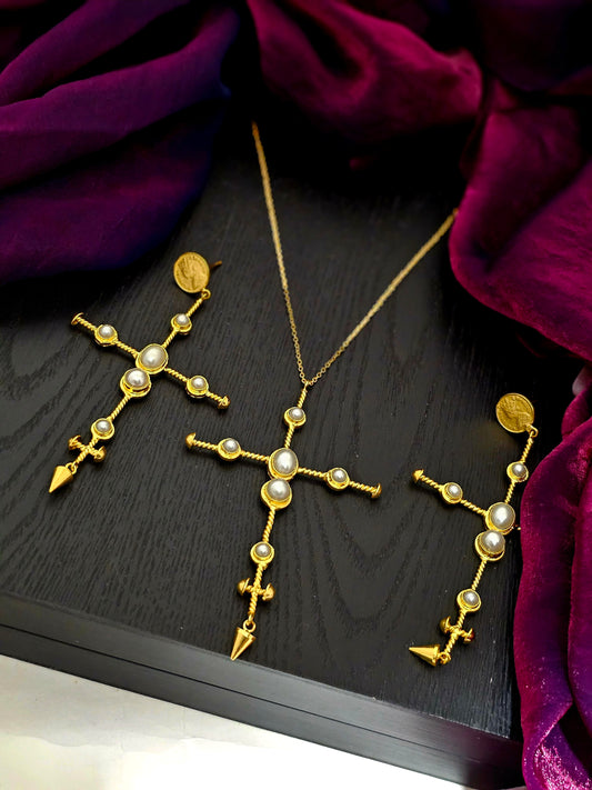 Anvika Eternal Divine Aura Sacred Cross Pendant Set