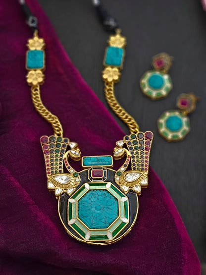 Meera Majestic Turquoise Grace Radiance Statement Necklace Set