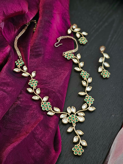 Ishani Blooming Petal and Verdant Leaf Harmony Jewelry Set