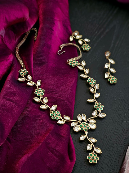 Ishani Blooming Petal and Verdant Leaf Harmony Jewelry Set
