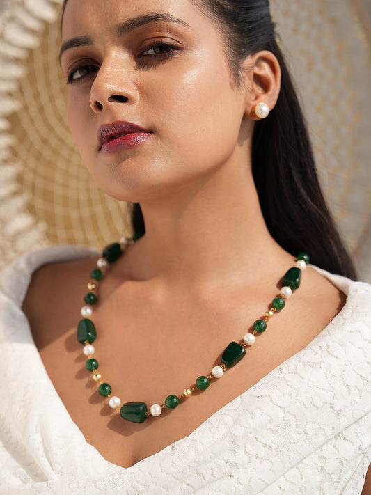 Emerald Whisper Green Quartz Stone Necklace