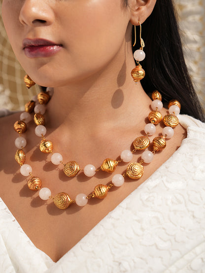 Siona Peach Pearl Strand Necklace Set