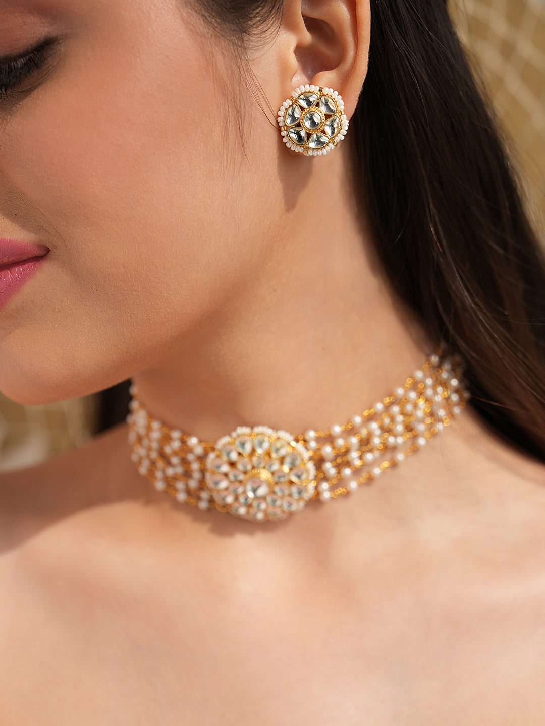 Talia Multi-Strand Kundan Flower Choker Set