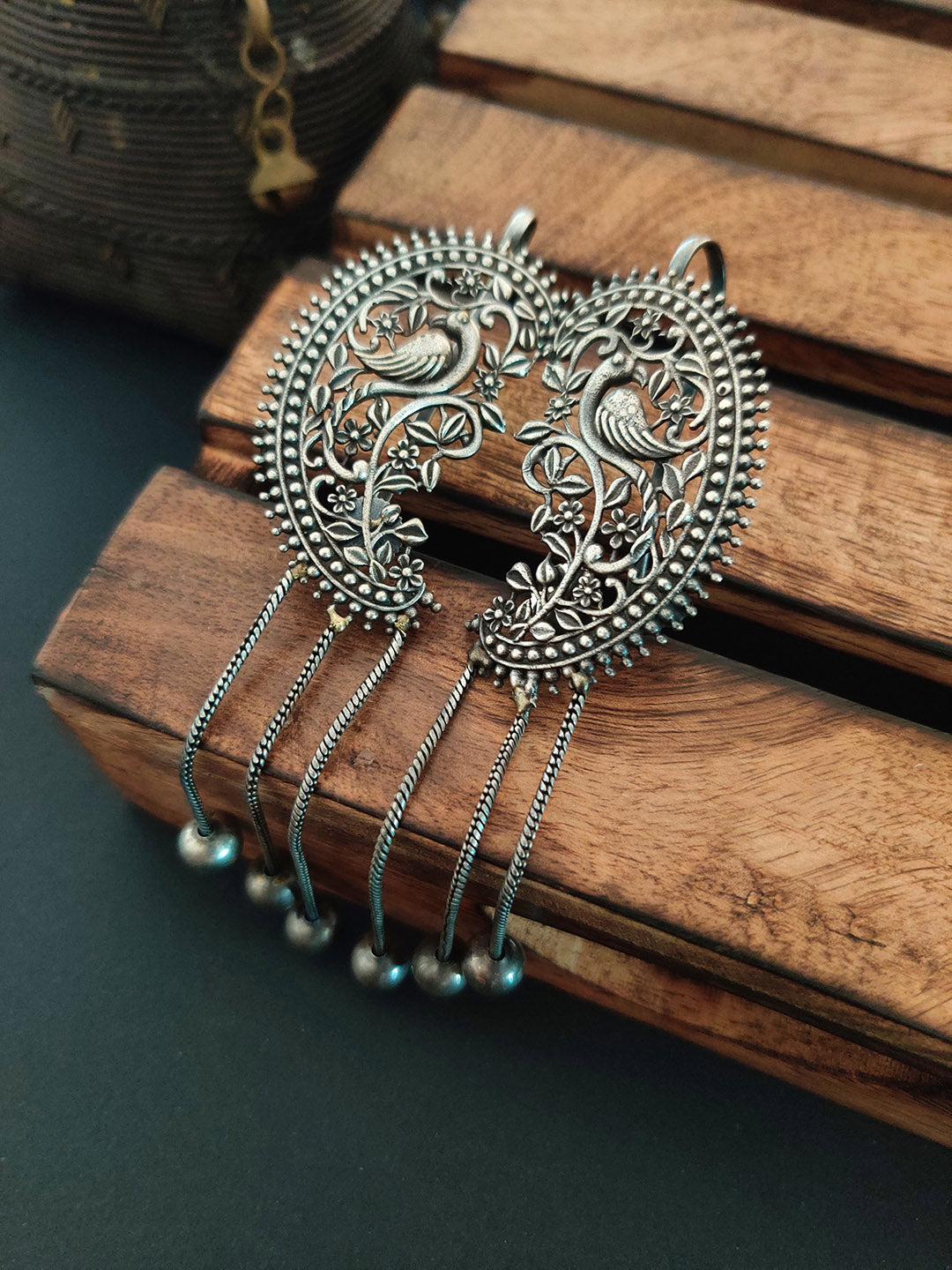 German Silver Peacock Earcuff