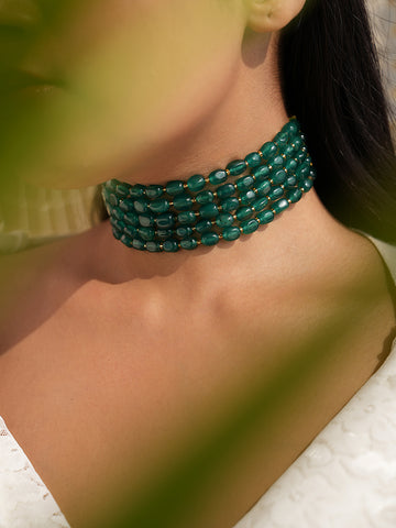 Verdura Layered Green Quartz Beaded Choker