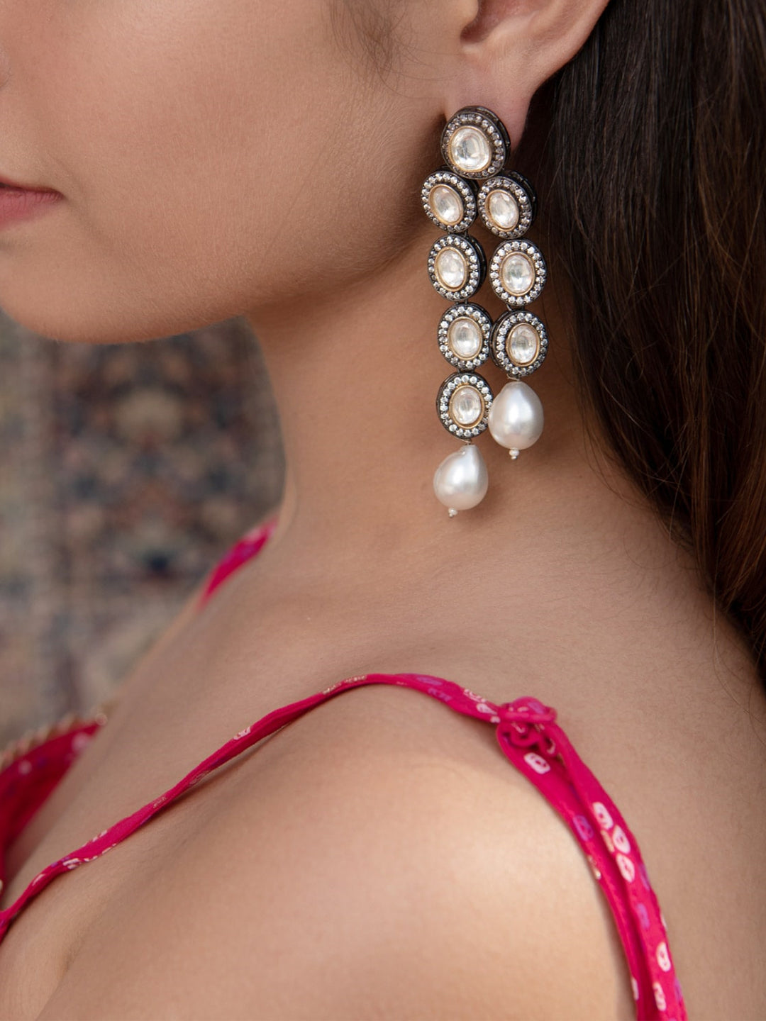 Noor Kundan Pearl Drop Earrings