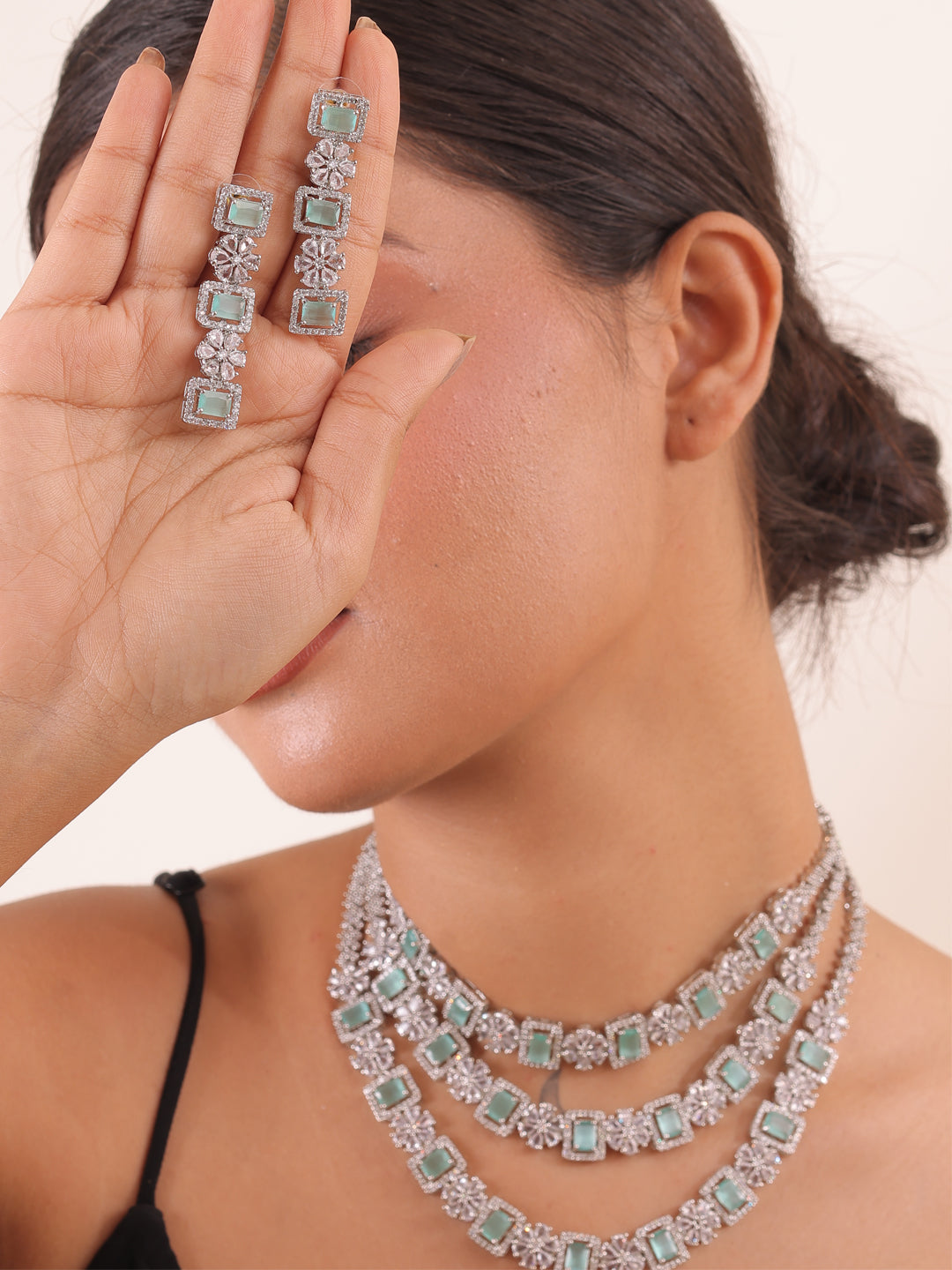 Mint Blossom AD Necklace Set