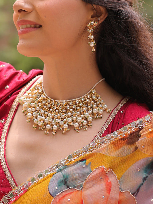 Pearl Majesty Enchanted Pachi Kundan Timeless Necklace Set