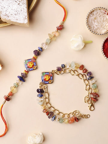 7 Chakra Square Om Chips Rakhi