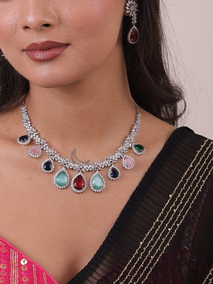 Rainbow Bloom AD Necklace Set