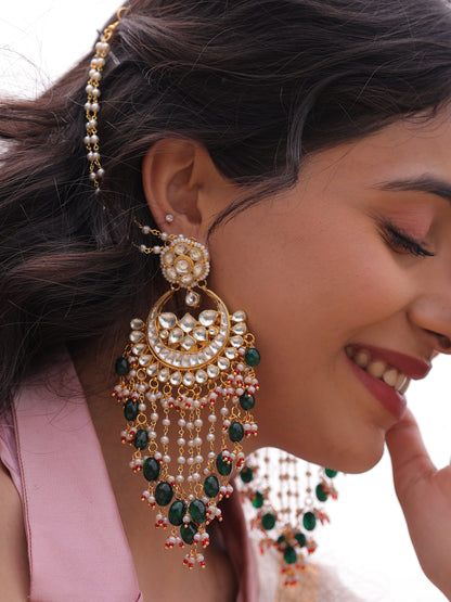 Noor Eternal Glow Kundan Crescent Chand-Bali Earrings
