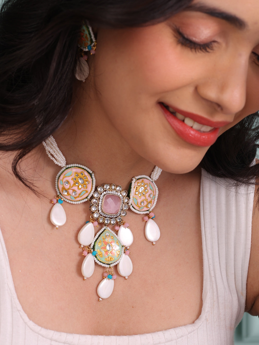 Royal Polki Pendant  Necklace Set