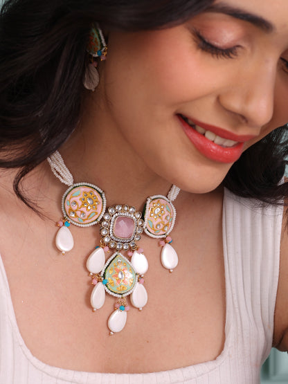 Royal Polki Pendant  Necklace Set
