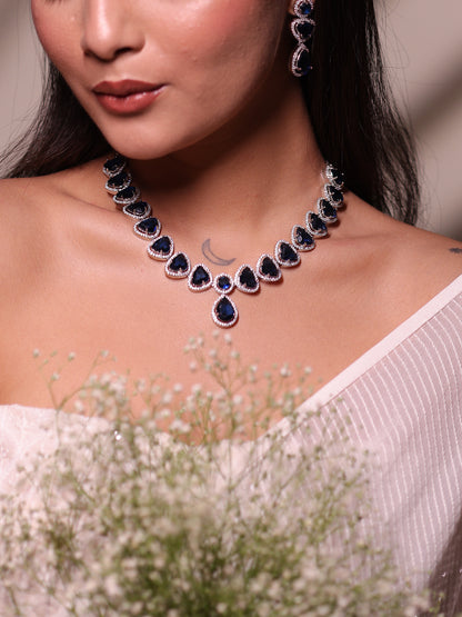 Sapphire Glow AD Necklace Set