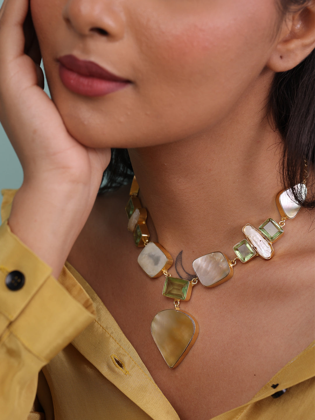 Lumora Serene Pearl-Glass Harmony Cascade Necklace