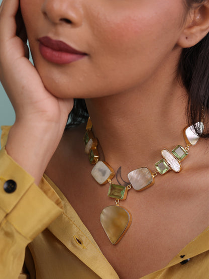 Lumora Serene Pearl-Glass Harmony Cascade Necklace