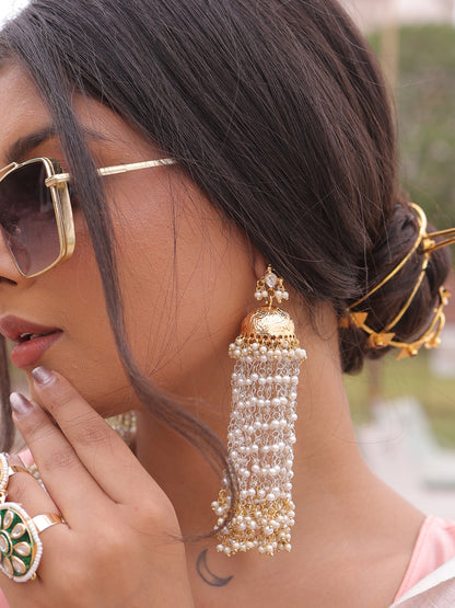 Divyana Eternal Allure Pachi Kundan Cascading Jhumkas