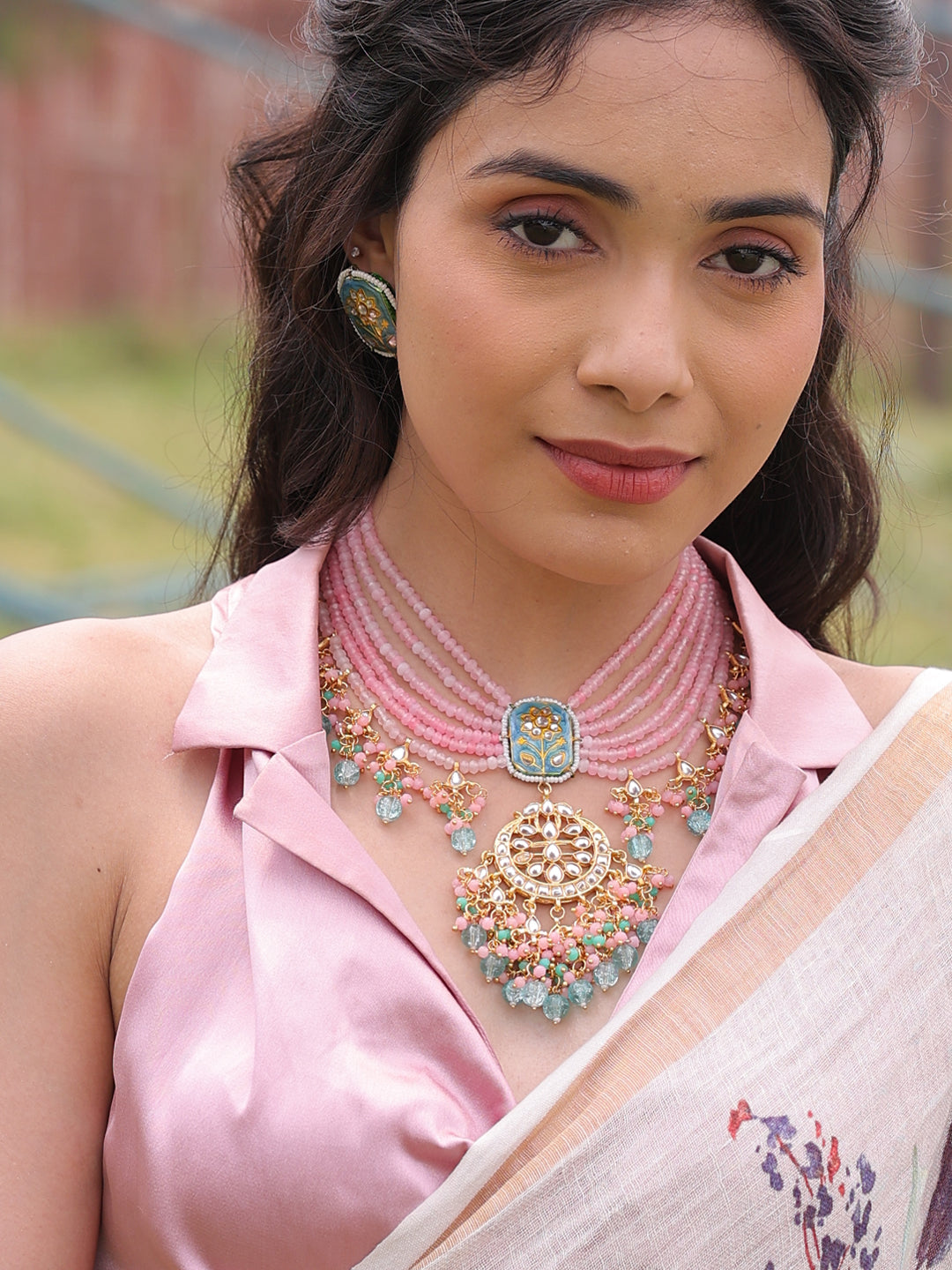 Azari Majestic Cascade Layered Onyx Regal Necklace Set