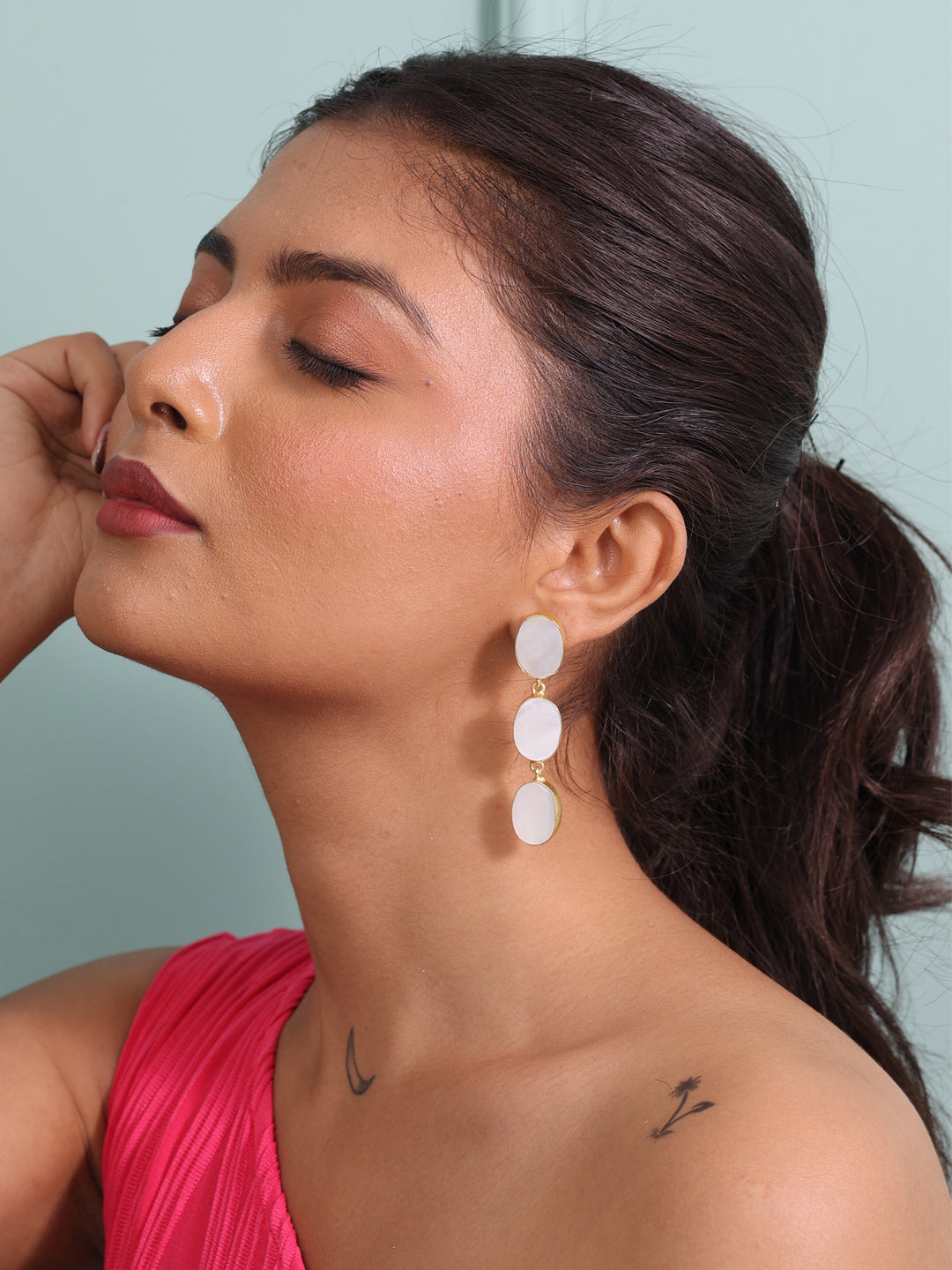 Elara Luminescent Mother of Pearl Majestic Dangler Earrings