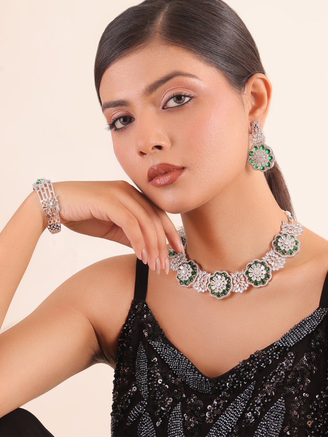 Emerald Blossom AD Jewelry Set