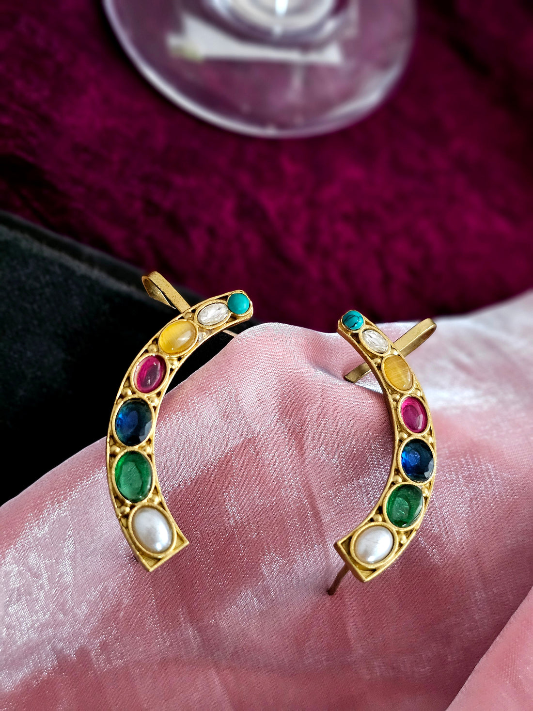 Luna Multi-Gem Gold Earcuffs