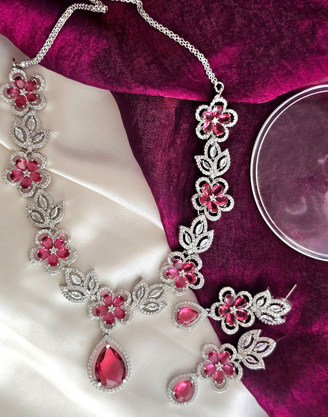 Blush Bloom AD Necklace Set