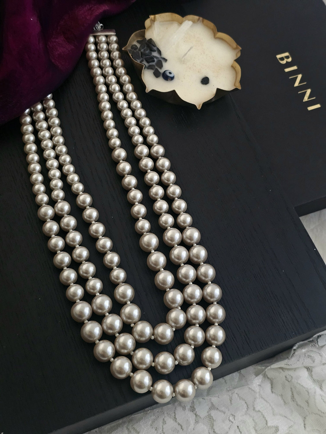 Tisya Triple Pearl Strand Necklace
