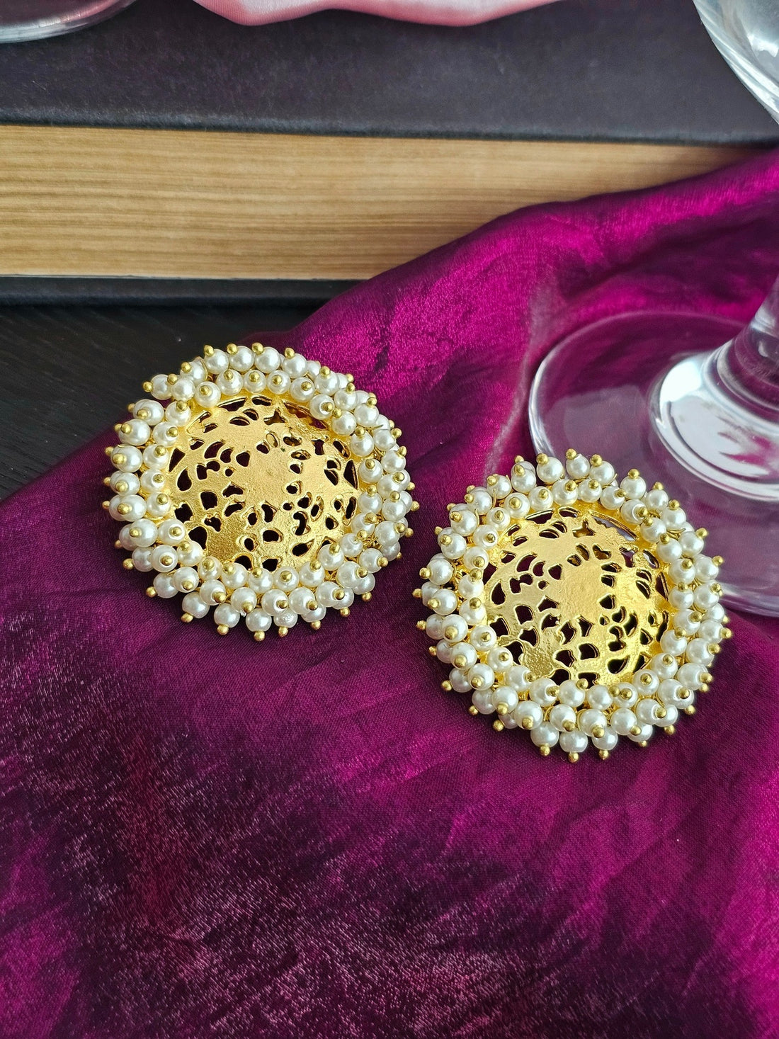 Tanishka Radiant Golden Classic Circular Stud Earrings