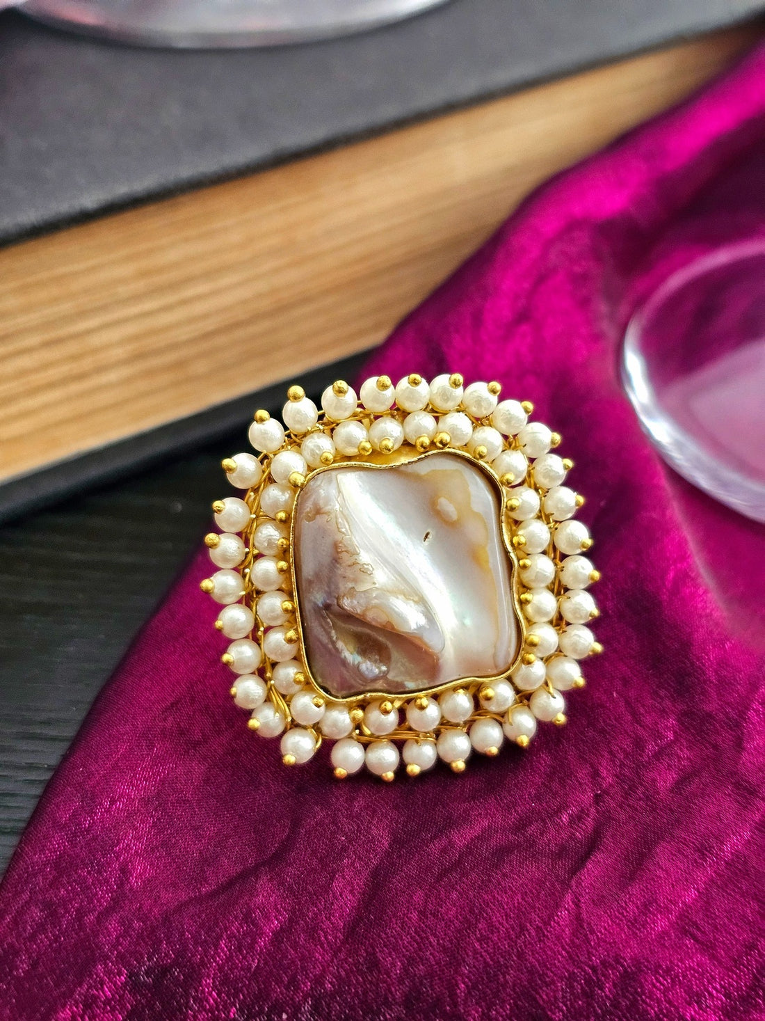 Mother of Pearl Adjustable Finger Ring