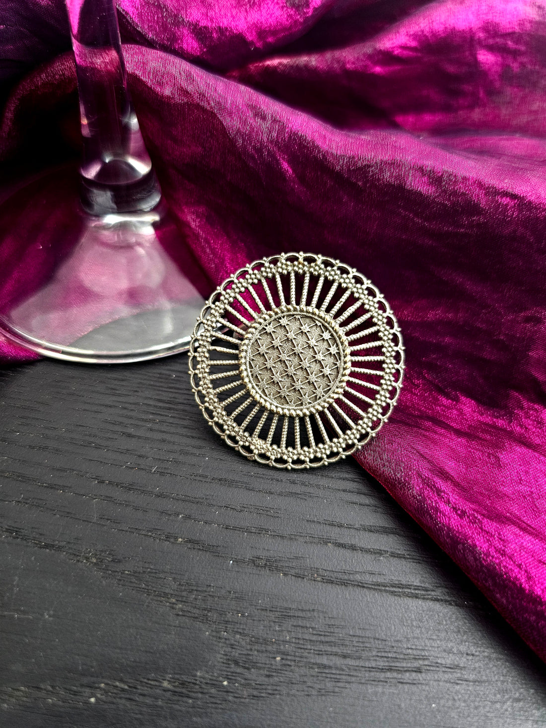 Silver-Toned Adjustable Finger Ring