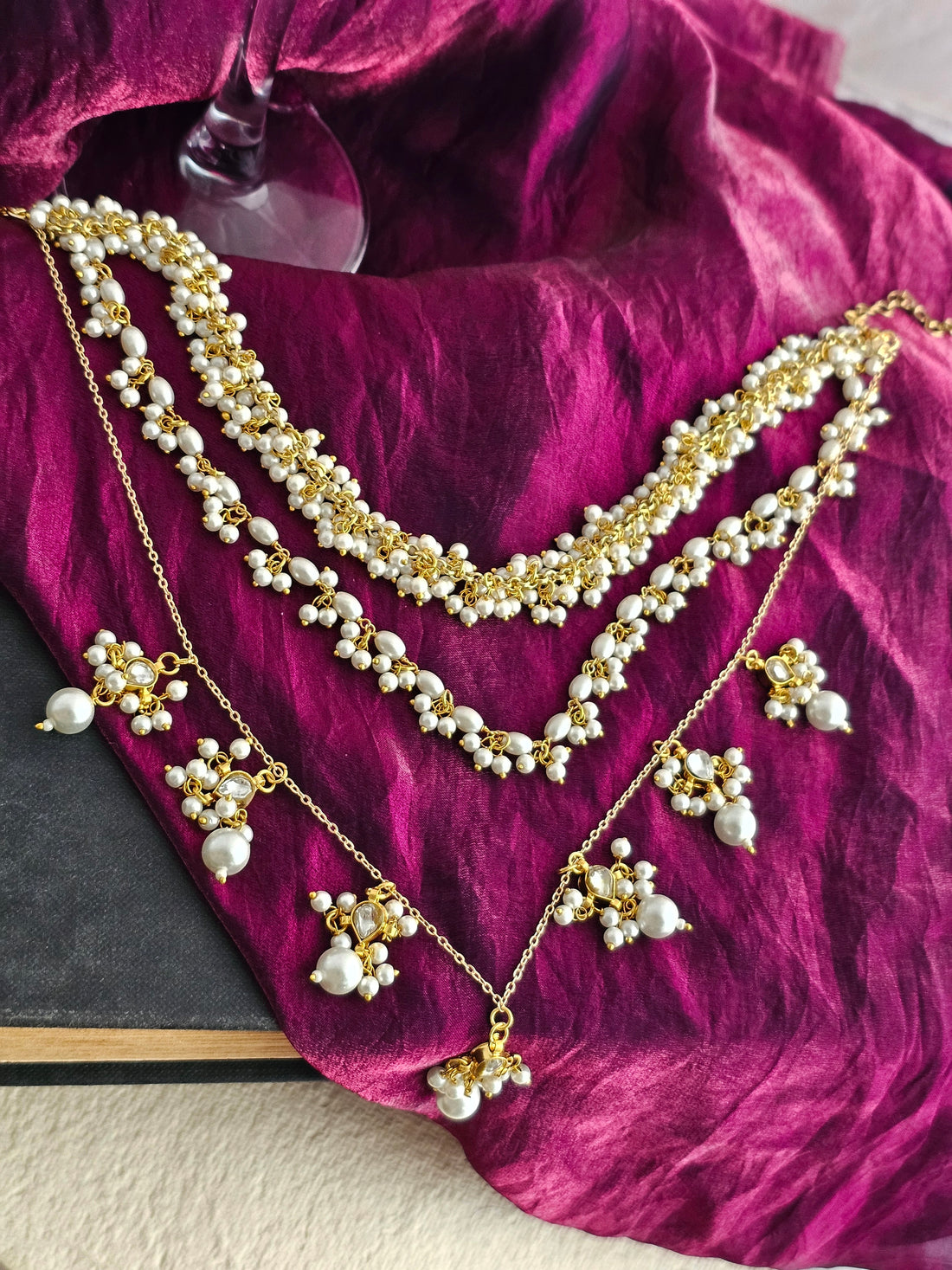 Moti Haar & Delicate Kundan Drop Necklace Set