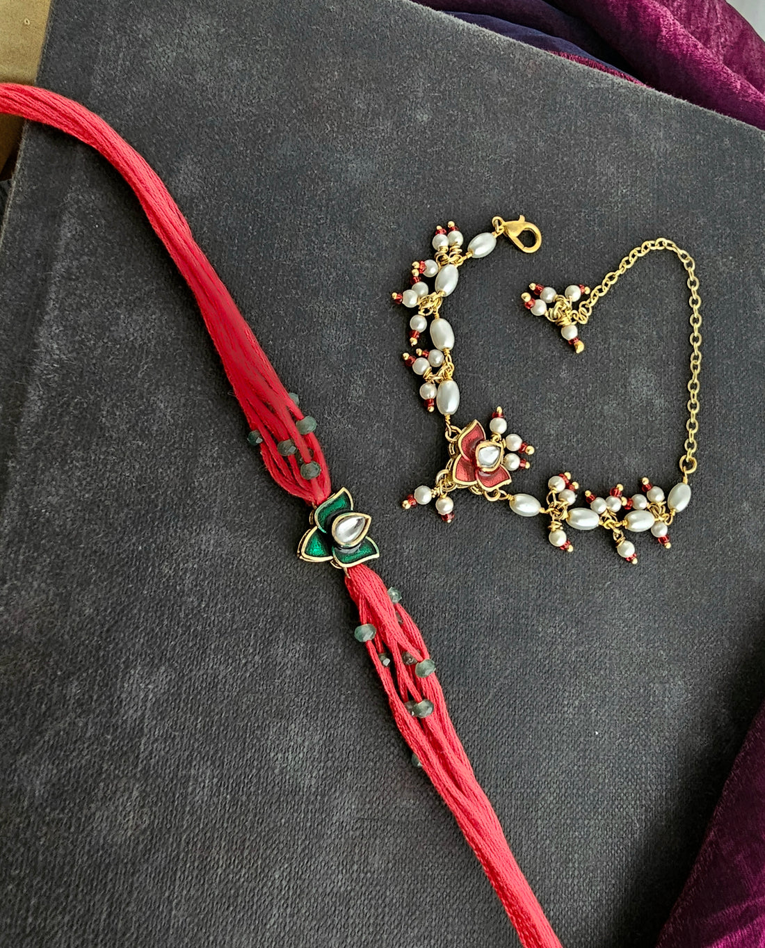 The Crimson Blossom Rakhi Combo