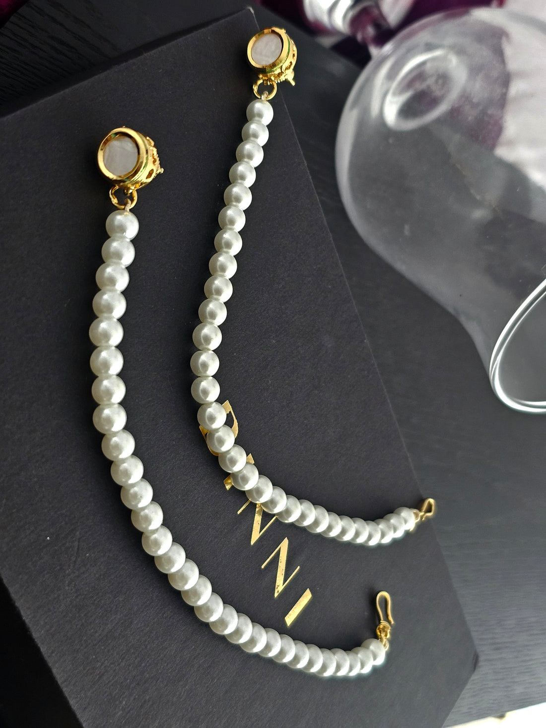 Aurelia Pearl Line Drop Earrings