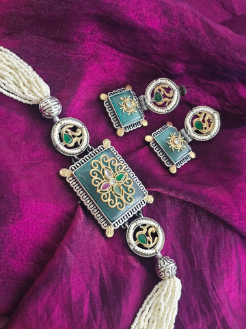 Blue Bloom Necklace Set