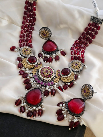 Dusky Ruby Necklace Set