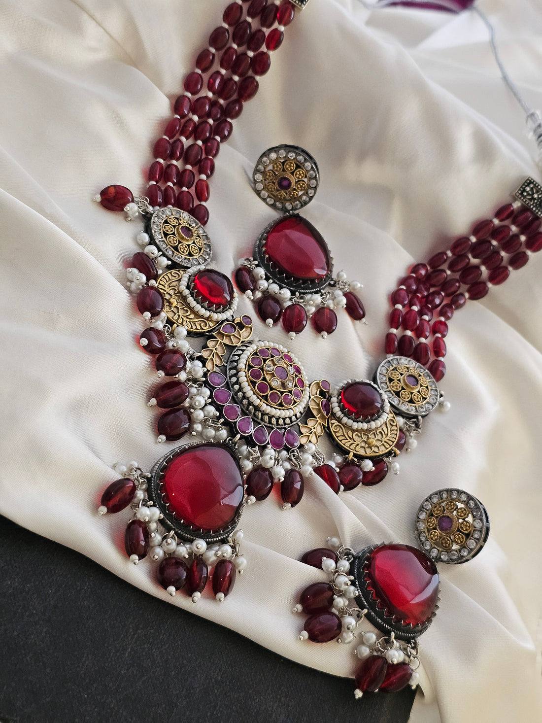 Dusky Ruby Necklace Set