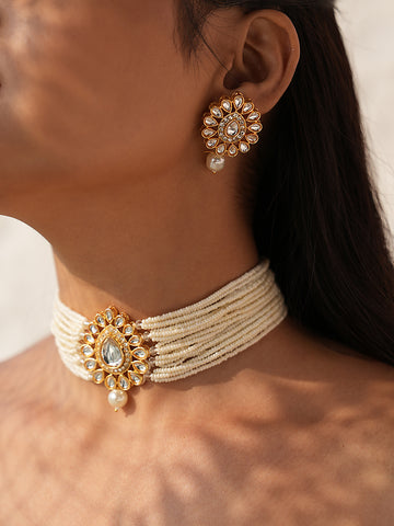 Nirvi Kundan Pearl-Beaded Choker Set