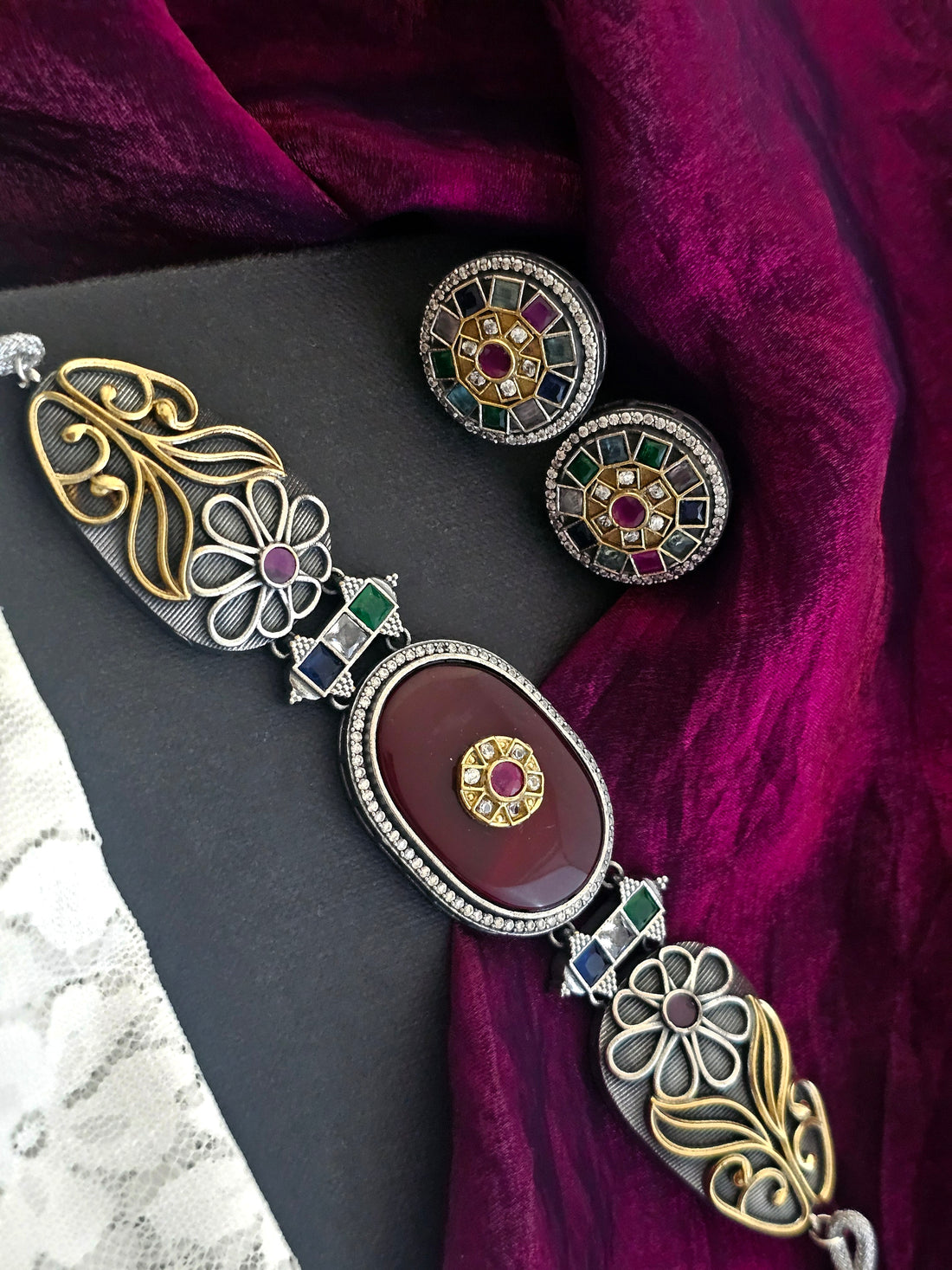Crimson Crown Enamel Choker Set