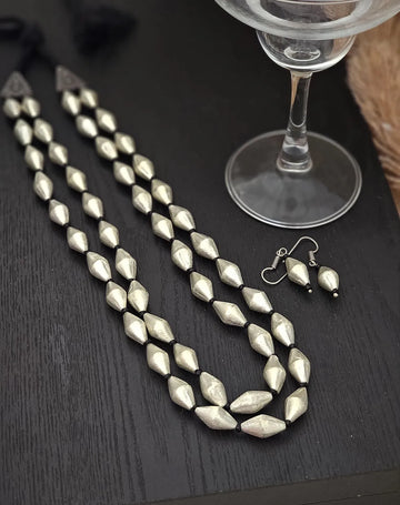 Riva Sterling Silver Radiant Dholki Necklace Set