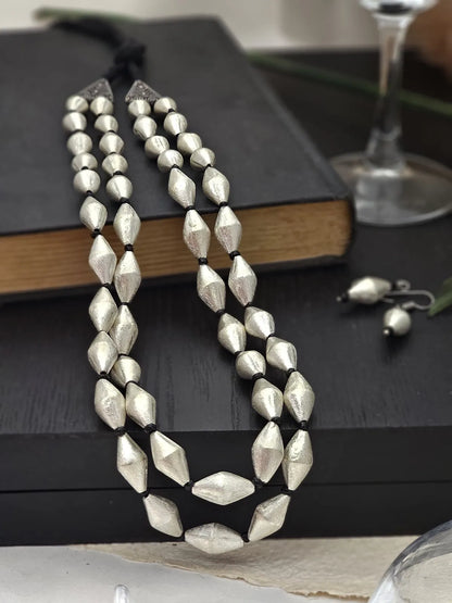 Riva Sterling Silver Radiant Dholki Necklace Set