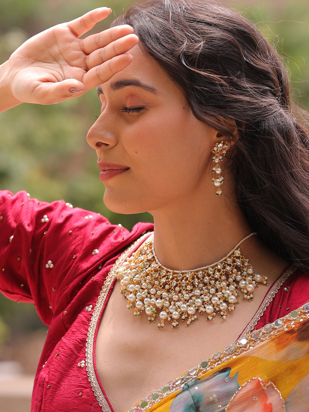 Pearl Majesty Enchanted Pachi Kundan Timeless Necklace Set