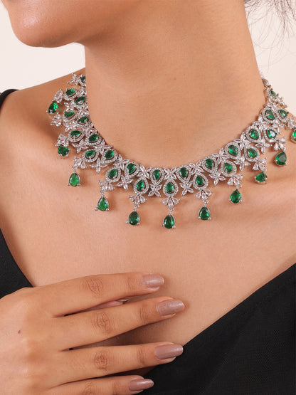 Emerald Elegance AD Necklace Set
