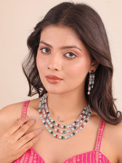 Prismatic Bloom AD Necklace Set