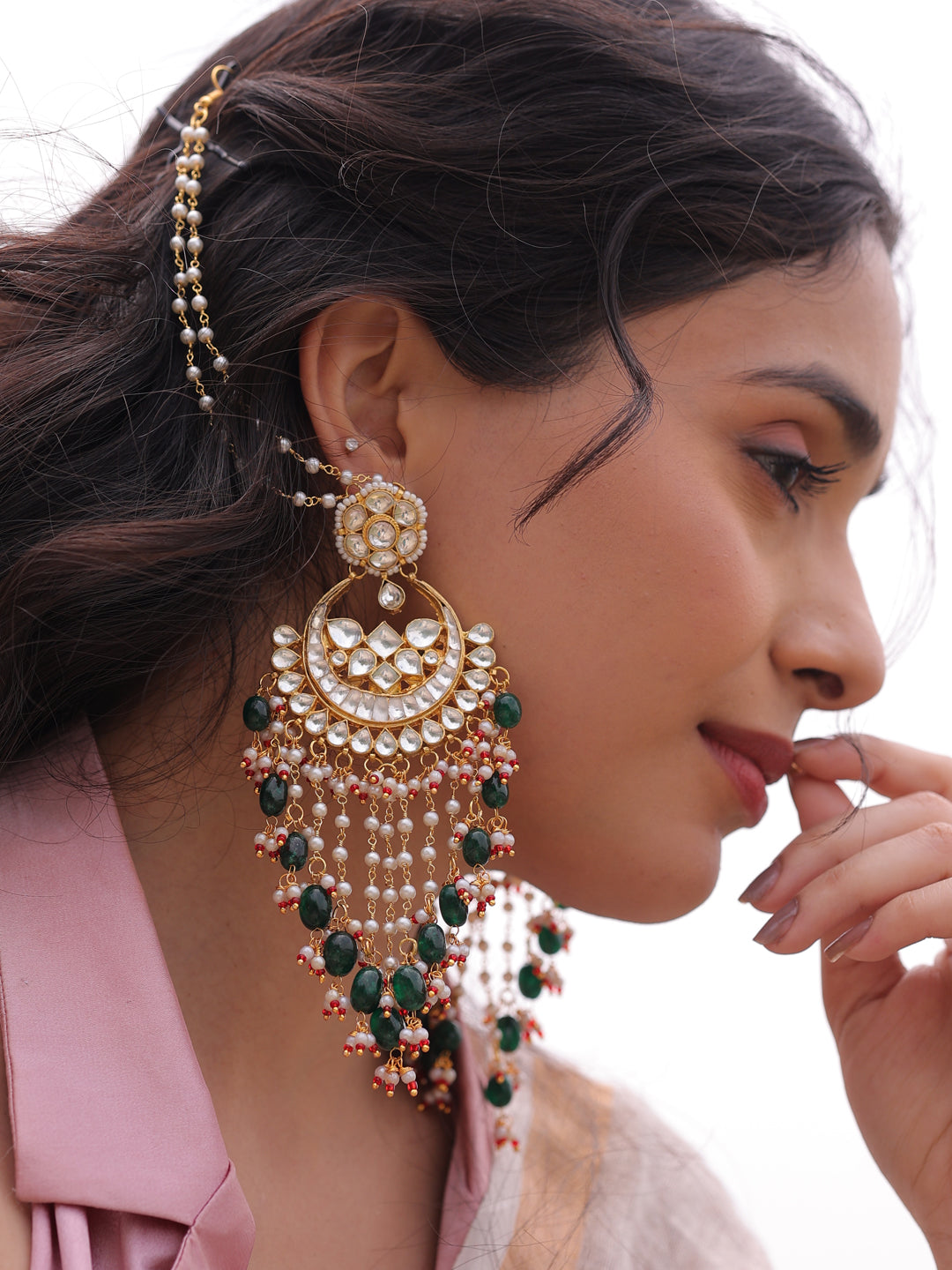 Noor Eternal Glow Kundan Crescent Chand-Bali Earrings