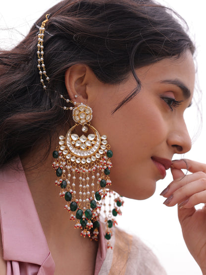 Noor Eternal Glow Kundan Crescent Chand-Bali Earrings