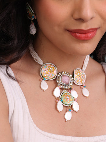 Royal Polki Pendant  Necklace Set