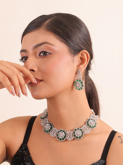 Emerald Flora AD Necklace Set