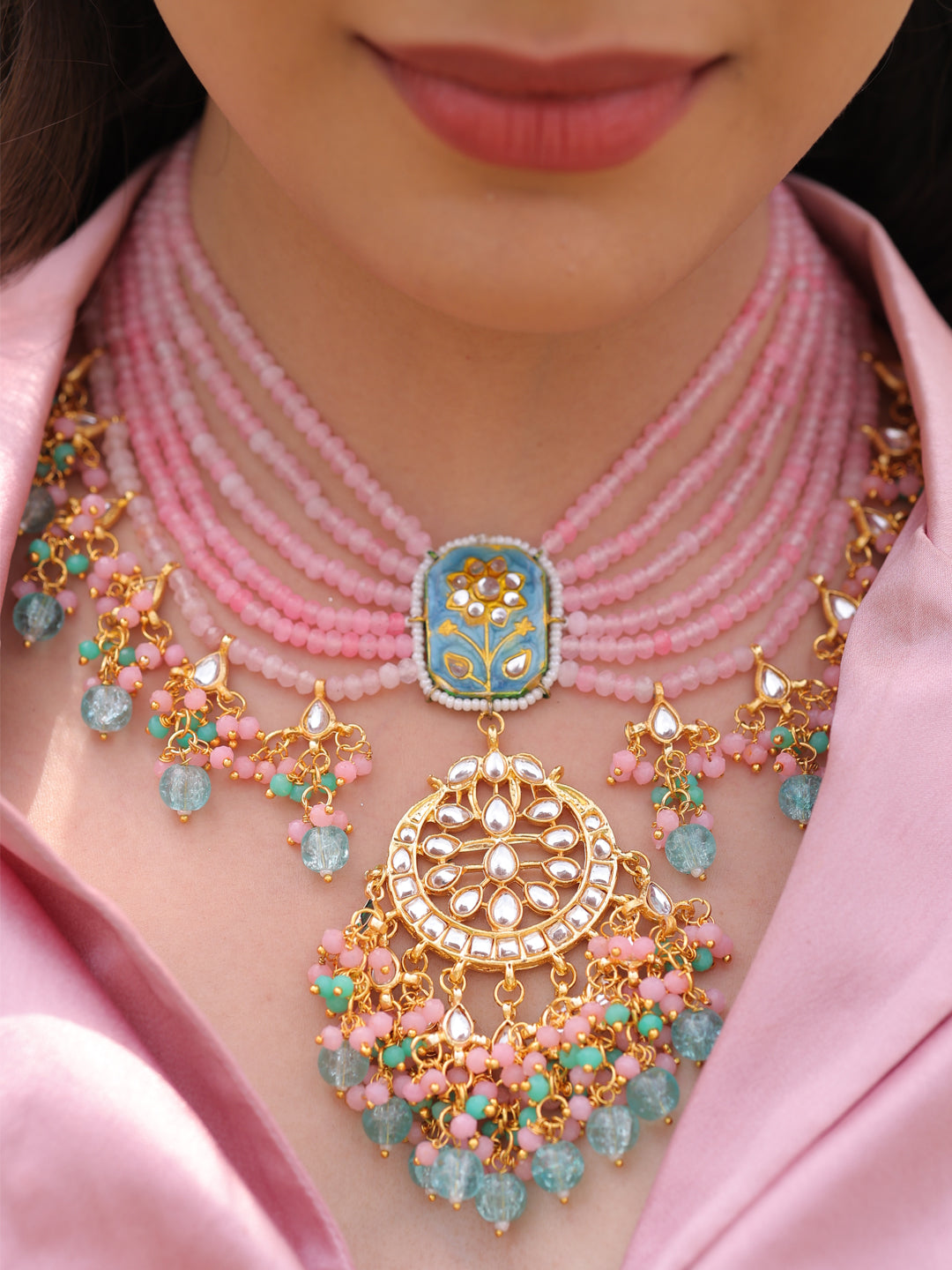Azari Majestic Cascade Layered Onyx Regal Necklace Set